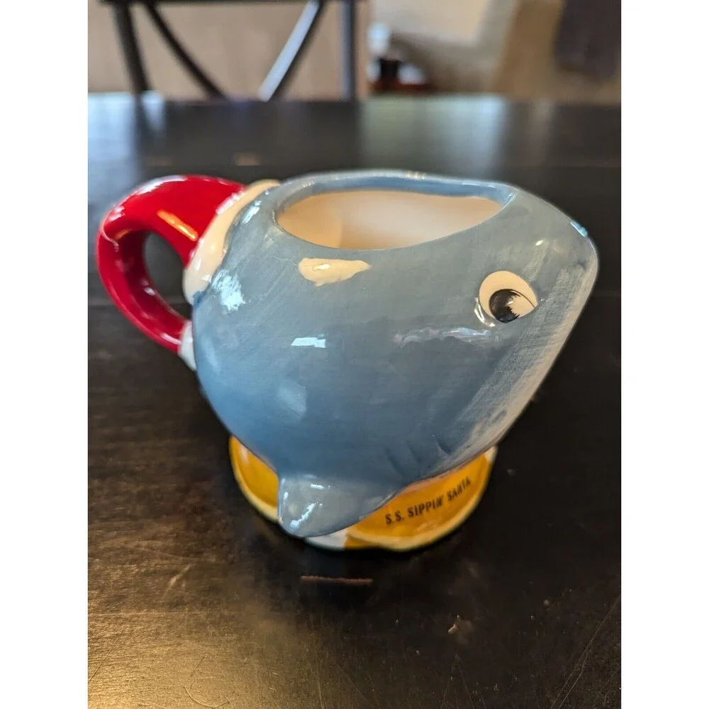 Beach Bum Berry Sippin Santa Santa Shark Ceramic Tiki Mug 2023 New In Box